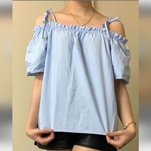 H&M light blue 100% cotton top